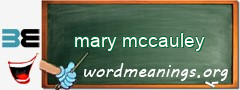 WordMeaning blackboard for mary mccauley